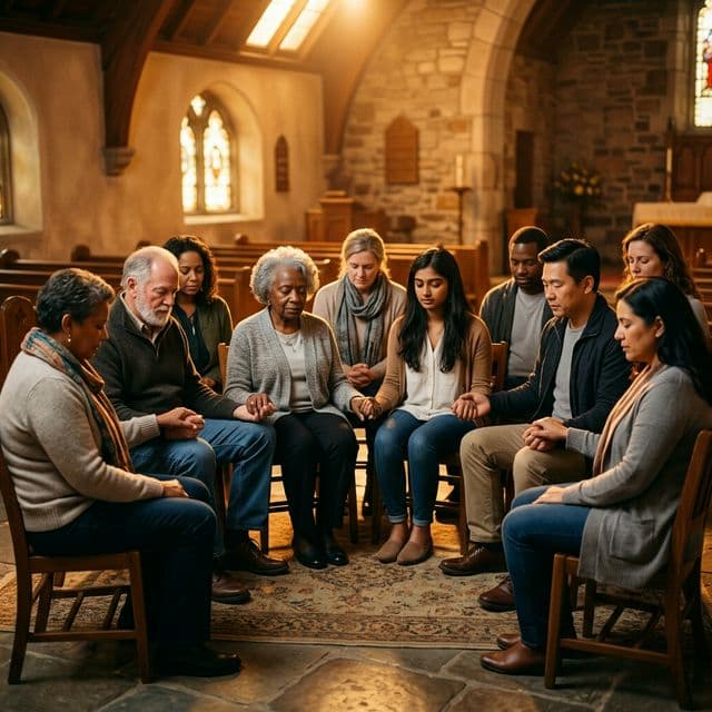 People gathered in prayer